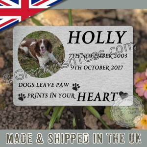 Personalised Pet Photo Memorial Plaque Dog Grave Marker Name Plate Sign